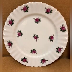 5 Vintage Bond Ware hand painted pink rose 10 1/4”plates (Japan)